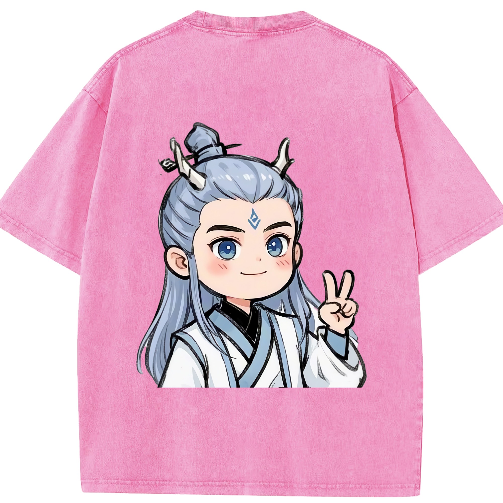 （画像用） Ne Zha 2 ナタ 魔童の大暴れ 綿100% ヴィンテージ風 半袖Tシャツ（背面プリント）